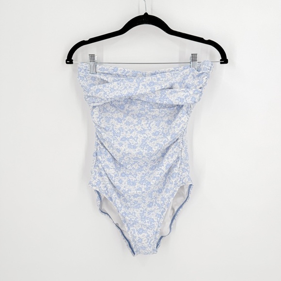 Kona Sol Light Blue Floral One Piece Swimsuit - Picture 1 of 4